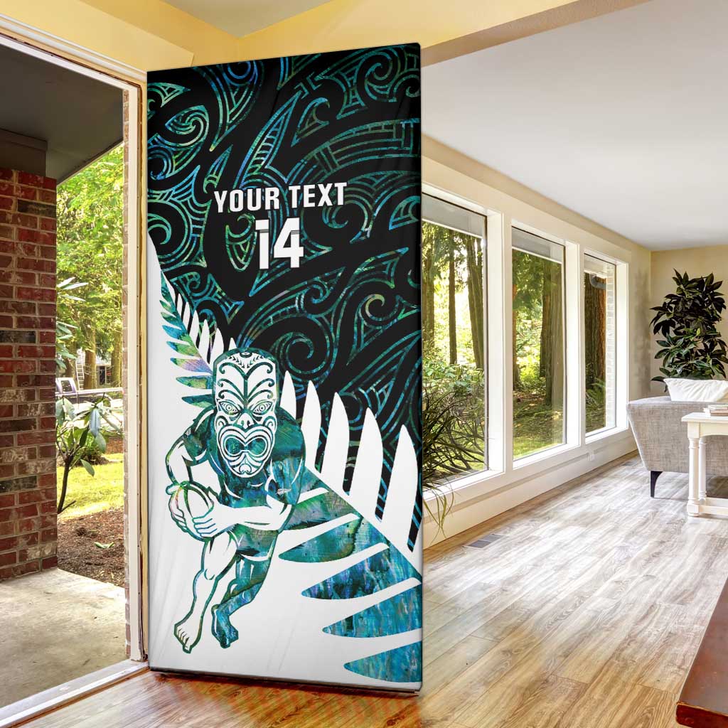 New Zealand Silver Fern Rugby Custom Door Cover Go All Black Turquoise Maori Paua Shell - Aussie Hoodie