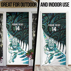 New Zealand Silver Fern Rugby Custom Door Cover Go All Black Turquoise Maori Paua Shell - Aussie Hoodie