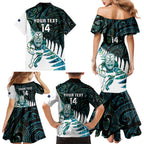 New Zealand Silver Fern Rugby Custom Family Matching Mermaid Dress and Hawaiian Shirt Go All Black Turquoise Maori Paua Shell - Aussie Hoodie