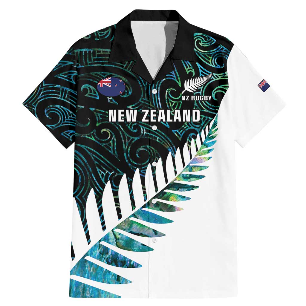 New Zealand Silver Fern Rugby Custom Family Matching Mermaid Dress and Hawaiian Shirt Go All Black Turquoise Maori Paua Shell - Aussie Hoodie