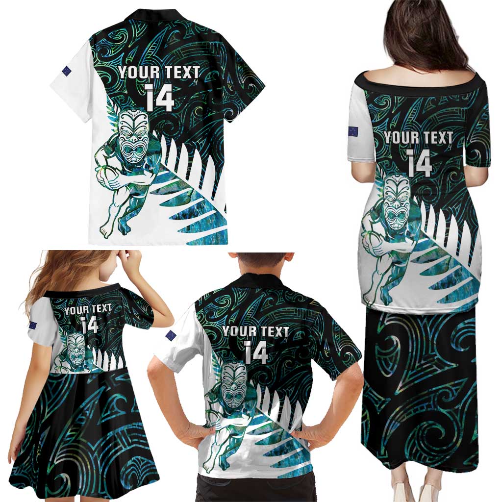 New Zealand Silver Fern Rugby Custom Family Matching Puletasi and Hawaiian Shirt Go All Black Turquoise Maori Paua Shell - Aussie Hoodie
