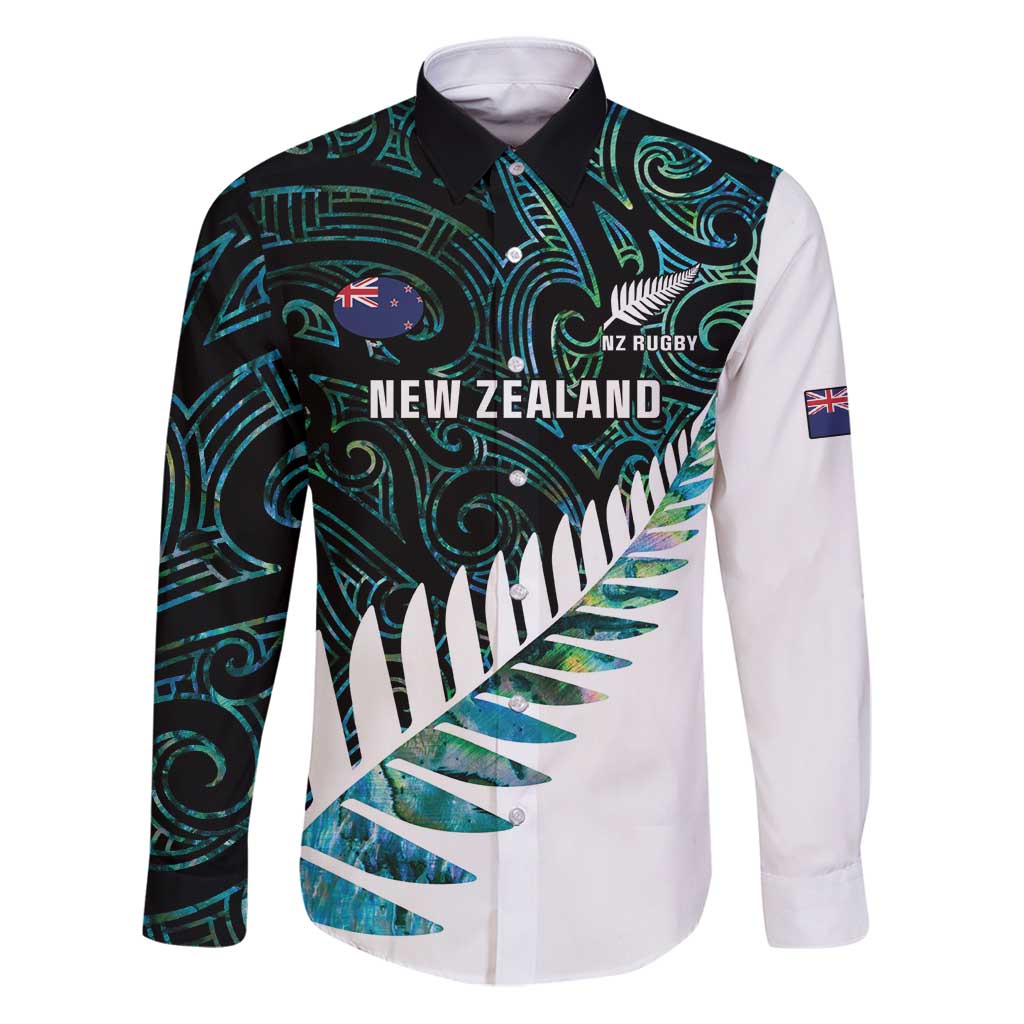 New Zealand Silver Fern Rugby Custom Family Matching Puletasi and Hawaiian Shirt Go All Black Turquoise Maori Paua Shell - Aussie Hoodie