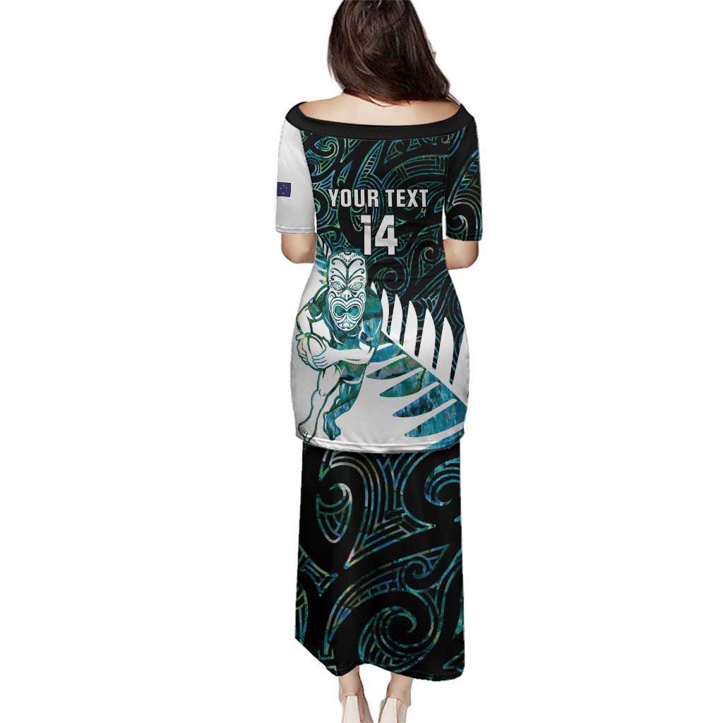 New Zealand Silver Fern Rugby Custom Family Matching Puletasi and Hawaiian Shirt Go All Black Turquoise Maori Paua Shell - Aussie Hoodie