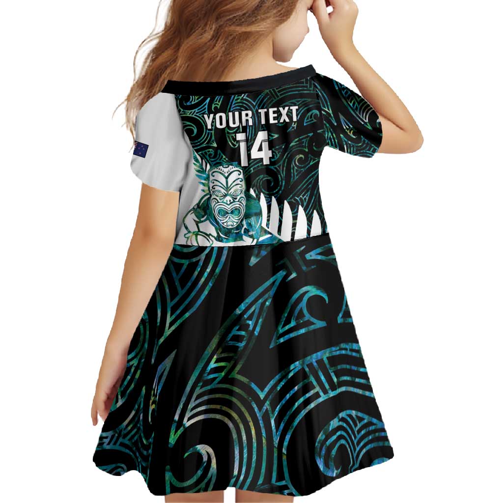 New Zealand Silver Fern Rugby Custom Family Matching Summer Maxi Dress and Hawaiian Shirt Go All Black Turquoise Maori Paua Shell - Aussie Hoodie