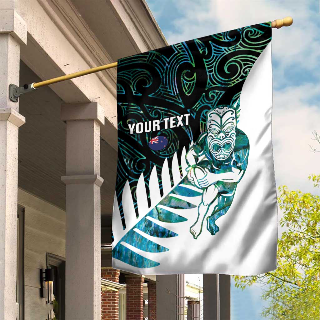 New Zealand Silver Fern Rugby Custom Garden Flag Go All Black Turquoise Maori Paua Shell - Aussie Hoodie