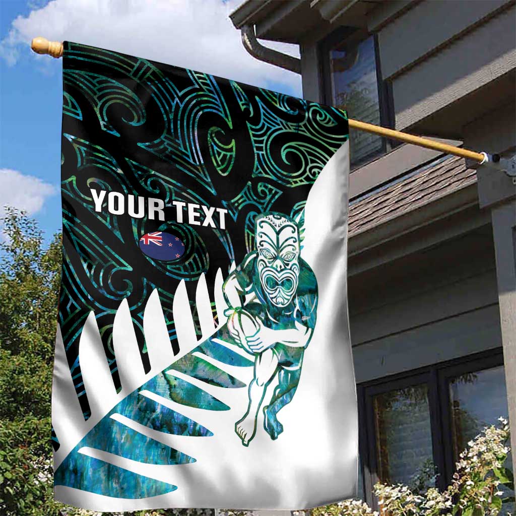 New Zealand Silver Fern Rugby Custom Garden Flag Go All Black Turquoise Maori Paua Shell - Aussie Hoodie