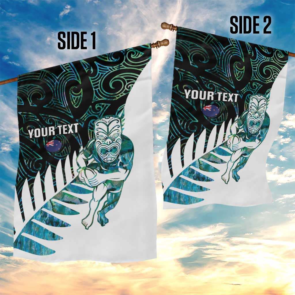 New Zealand Silver Fern Rugby Custom Garden Flag Go All Black Turquoise Maori Paua Shell - Aussie Hoodie