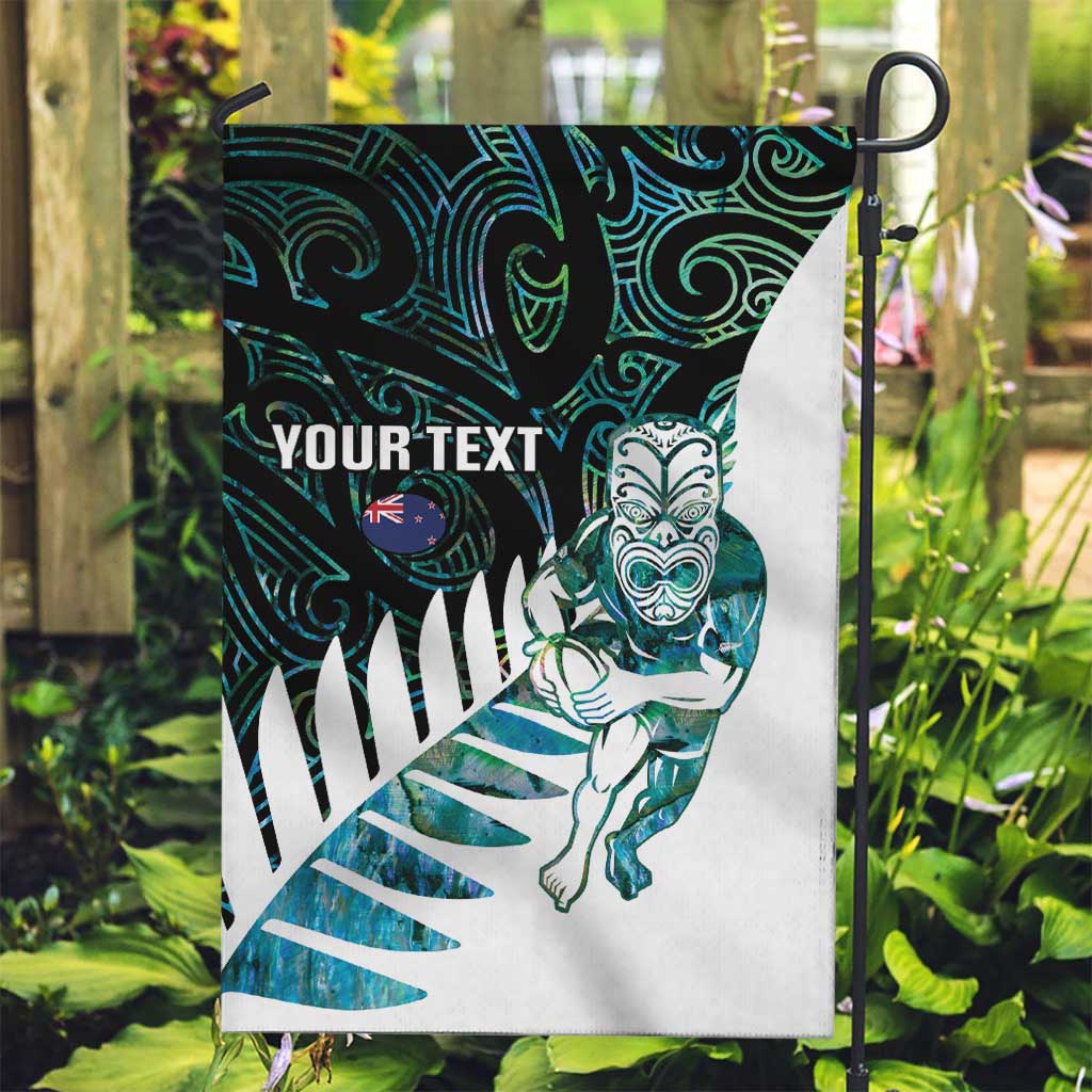 New Zealand Silver Fern Rugby Custom Garden Flag Go All Black Turquoise Maori Paua Shell - Aussie Hoodie