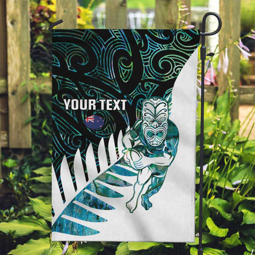 New Zealand Silver Fern Rugby Custom Garden Flag Go All Black Turquoise Maori Paua Shell - Aussie Hoodie