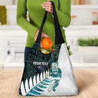 New Zealand Silver Fern Rugby Custom Grocery Bag Go All Black Turquoise Maori Paua Shell - Aussie Hoodie
