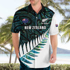 New Zealand Silver Fern Rugby Custom Hawaiian Shirt Go All Black Turquoise Maori Paua Shell - Aussie Hoodie
