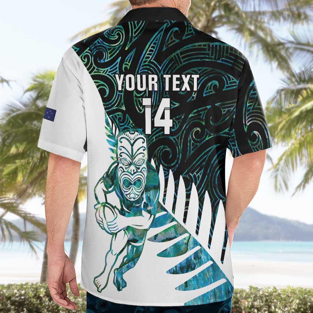 New Zealand Silver Fern Rugby Custom Hawaiian Shirt Go All Black Turquoise Maori Paua Shell - Aussie Hoodie