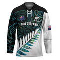 New Zealand Silver Fern Rugby Custom Hockey Jersey Go All Black Turquoise Maori Paua Shell - Aussie Hoodie