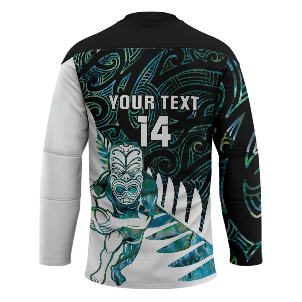 New Zealand Silver Fern Rugby Custom Hockey Jersey Go All Black Turquoise Maori Paua Shell - Aussie Hoodie