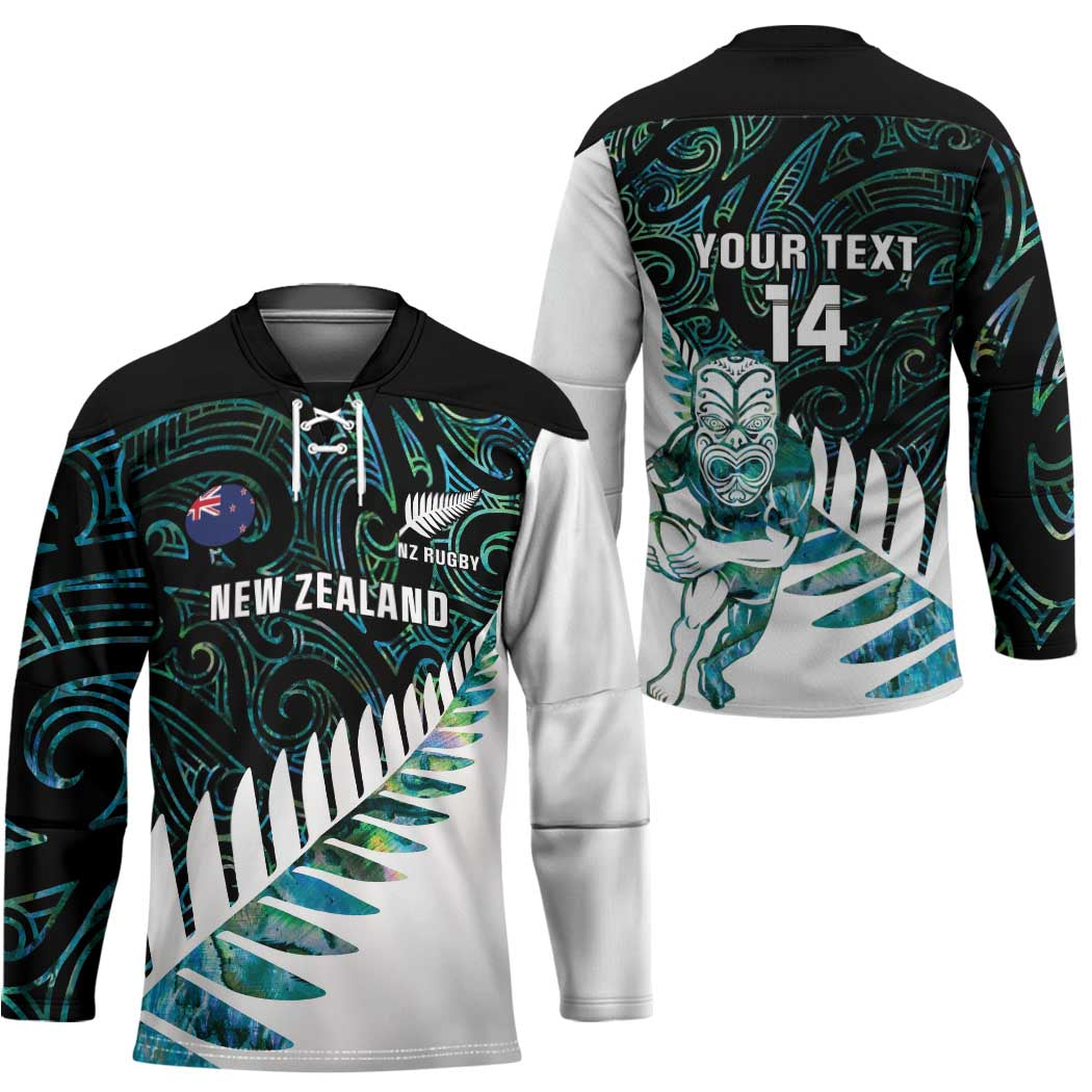 New Zealand Silver Fern Rugby Custom Hockey Jersey Go All Black Turquoise Maori Paua Shell - Aussie Hoodie