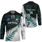 New Zealand Silver Fern Rugby Custom Hockey Jersey Go All Black Turquoise Maori Paua Shell - Aussie Hoodie