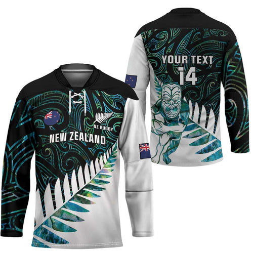 New Zealand Silver Fern Rugby Custom Hockey Jersey Go All Black Turquoise Maori Paua Shell - Aussie Hoodie