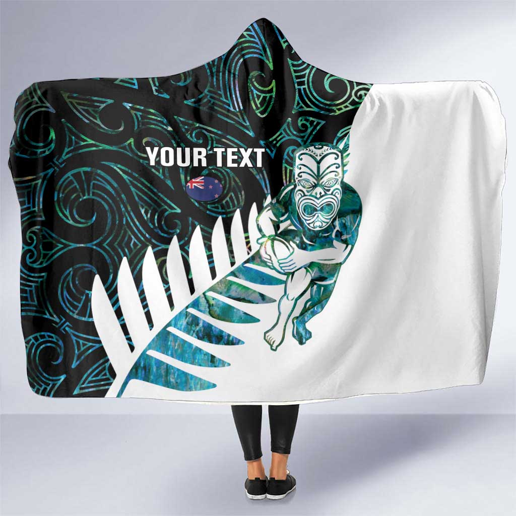 New Zealand Silver Fern Rugby Custom Hooded Blanket Go All Black Turquoise Maori Paua Shell - Aussie Hoodie