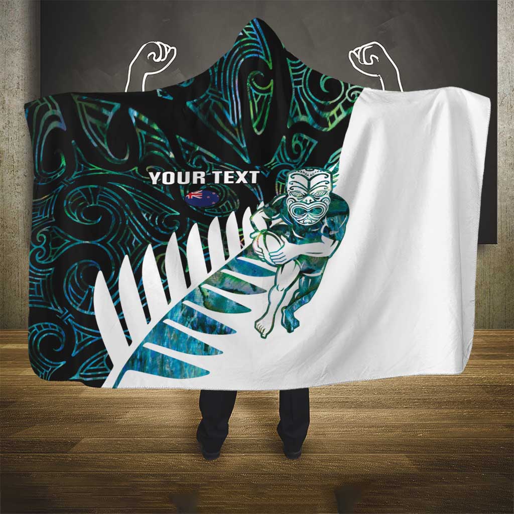 New Zealand Silver Fern Rugby Custom Hooded Blanket Go All Black Turquoise Maori Paua Shell - Aussie Hoodie