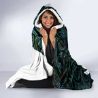 New Zealand Silver Fern Rugby Custom Hooded Blanket Go All Black Turquoise Maori Paua Shell - Aussie Hoodie