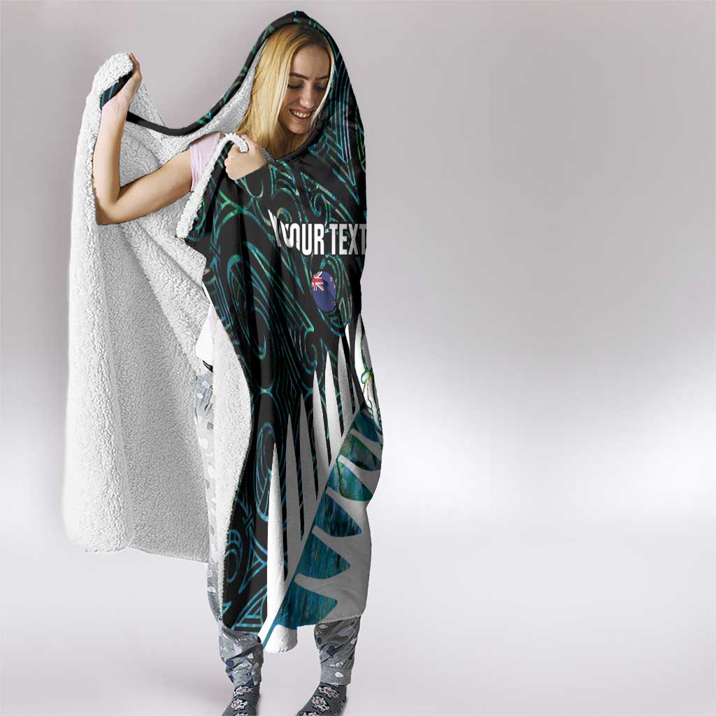 New Zealand Silver Fern Rugby Custom Hooded Blanket Go All Black Turquoise Maori Paua Shell - Aussie Hoodie