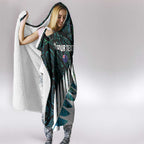 New Zealand Silver Fern Rugby Custom Hooded Blanket Go All Black Turquoise Maori Paua Shell - Aussie Hoodie