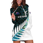 New Zealand Silver Fern Rugby Custom Hoodie Dress Go All Black Turquoise Maori Paua Shell - Aussie Hoodie