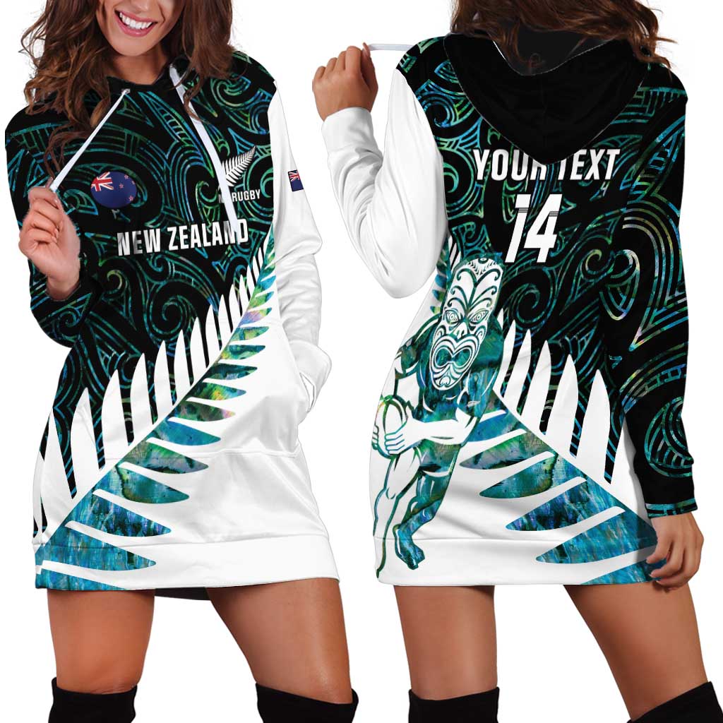 New Zealand Silver Fern Rugby Custom Hoodie Dress Go All Black Turquoise Maori Paua Shell - Aussie Hoodie