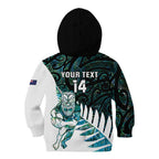 New Zealand Silver Fern Rugby Custom Kid Hoodie Go All Black Turquoise Maori Paua Shell - Aussie Hoodie