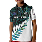 New Zealand Silver Fern Rugby Custom Kid Polo Shirt Go All Black Turquoise Maori Paua Shell - Aussie Hoodie