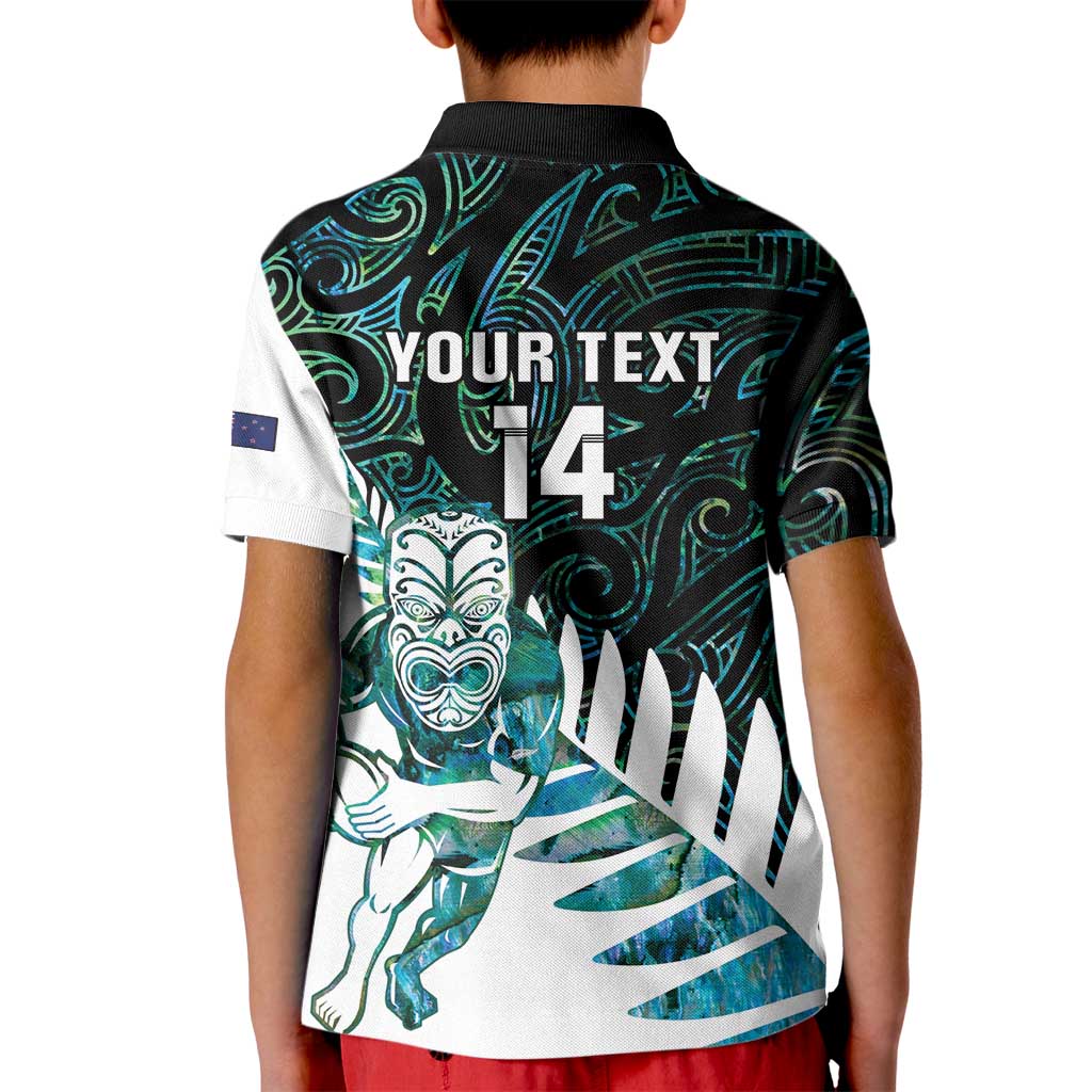 New Zealand Silver Fern Rugby Custom Kid Polo Shirt Go All Black Turquoise Maori Paua Shell - Aussie Hoodie