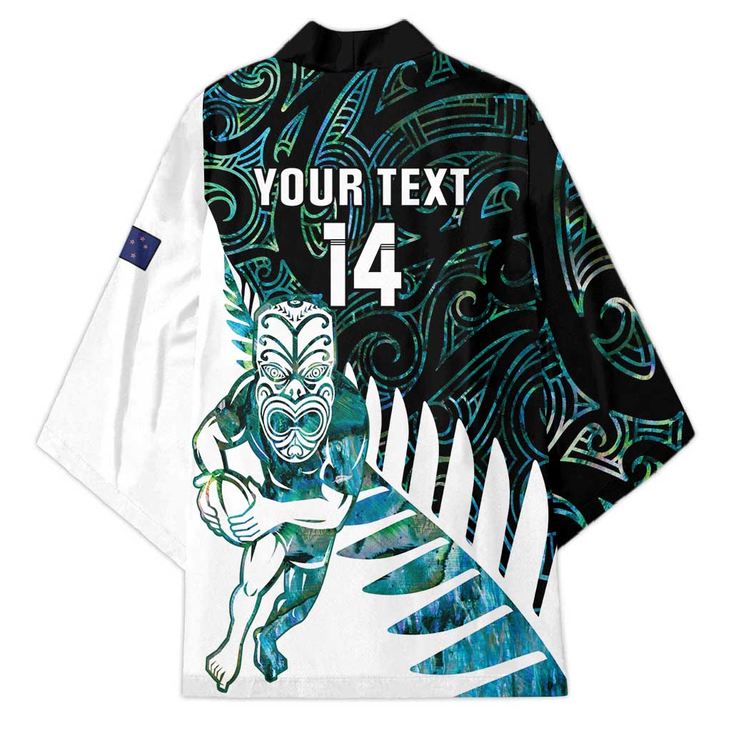 New Zealand Silver Fern Rugby Custom Kimono Go All Black Turquoise Maori Paua Shell - Aussie Hoodie