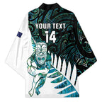 New Zealand Silver Fern Rugby Custom Kimono Go All Black Turquoise Maori Paua Shell - Aussie Hoodie
