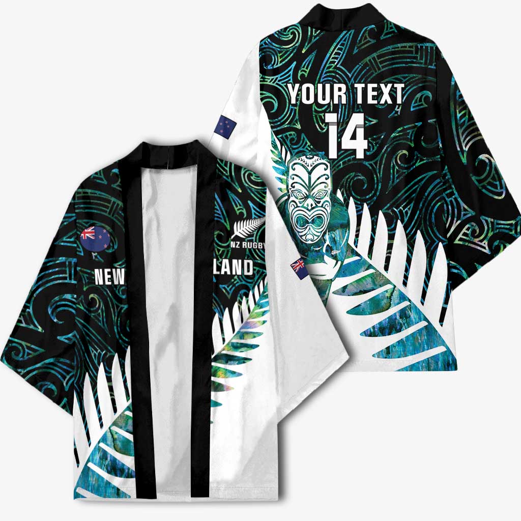 New Zealand Silver Fern Rugby Custom Kimono Go All Black Turquoise Maori Paua Shell - Aussie Hoodie