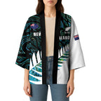 New Zealand Silver Fern Rugby Custom Kimono Go All Black Turquoise Maori Paua Shell - Aussie Hoodie