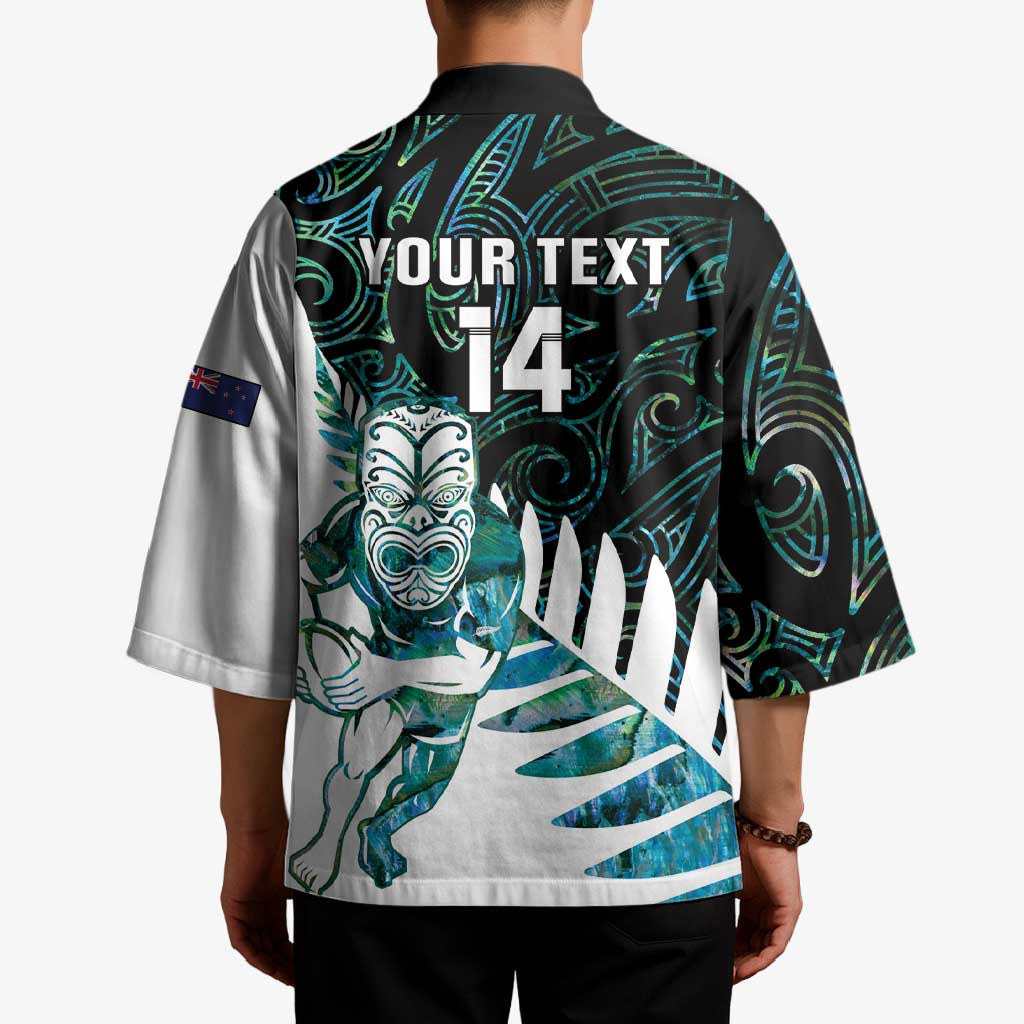 New Zealand Silver Fern Rugby Custom Kimono Go All Black Turquoise Maori Paua Shell - Aussie Hoodie