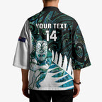 New Zealand Silver Fern Rugby Custom Kimono Go All Black Turquoise Maori Paua Shell - Aussie Hoodie
