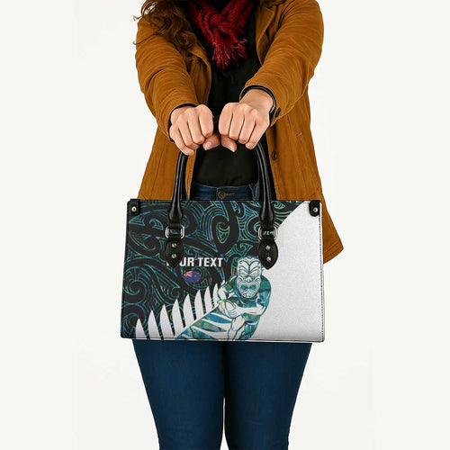 New Zealand Silver Fern Rugby Custom Leather Bag Go All Black Turquoise Maori Paua Shell - Aussie Hoodie