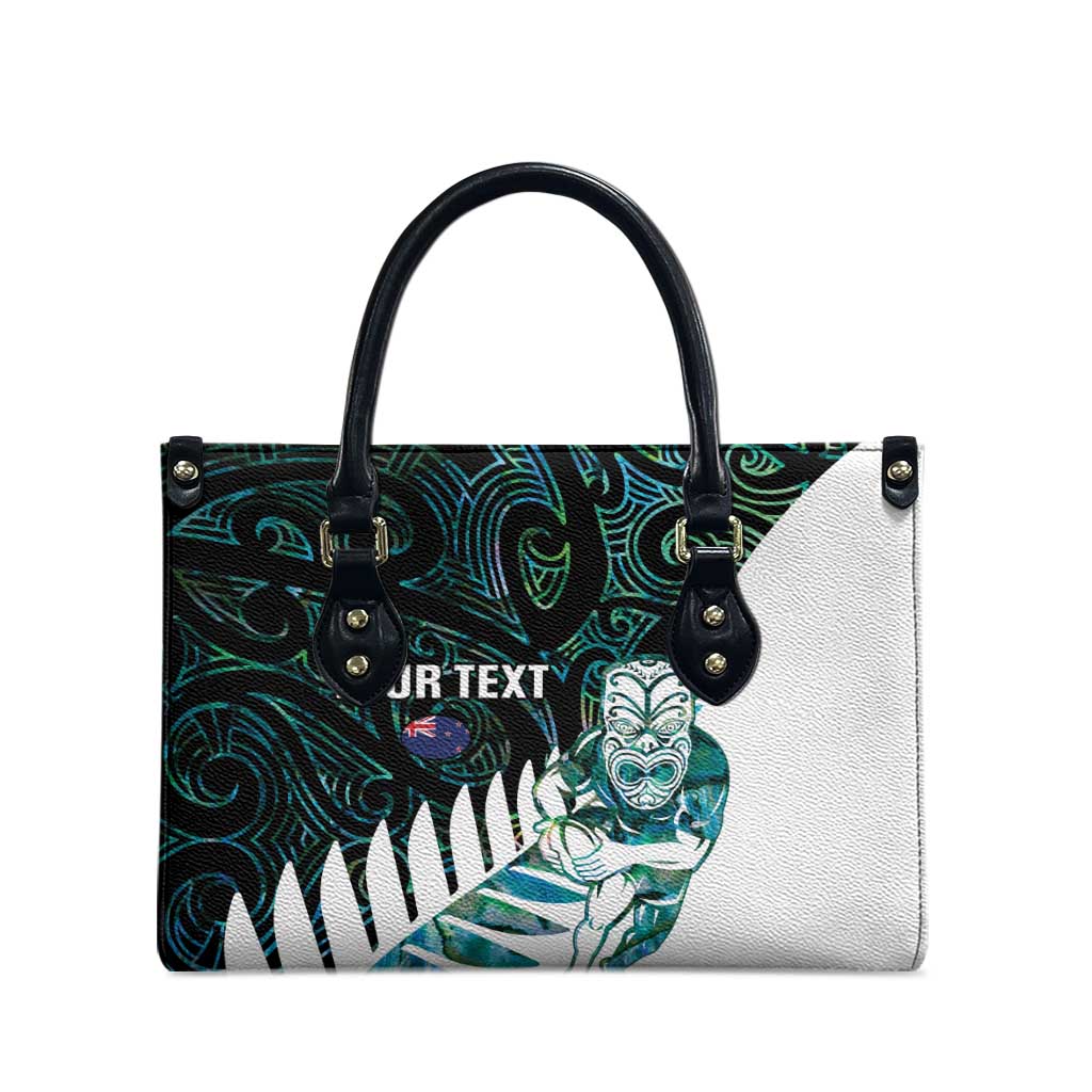 New Zealand Silver Fern Rugby Custom Leather Bag Go All Black Turquoise Maori Paua Shell - Aussie Hoodie