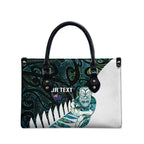 New Zealand Silver Fern Rugby Custom Leather Bag Go All Black Turquoise Maori Paua Shell - Aussie Hoodie