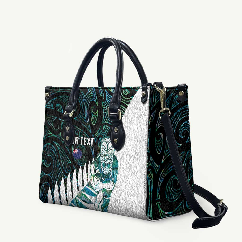 New Zealand Silver Fern Rugby Custom Leather Bag Go All Black Turquoise Maori Paua Shell - Aussie Hoodie
