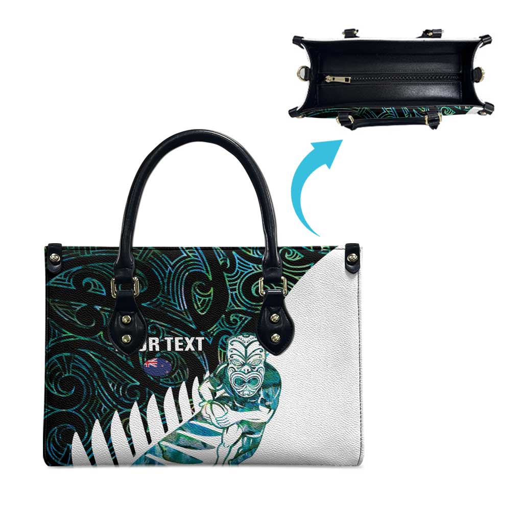 New Zealand Silver Fern Rugby Custom Leather Bag Go All Black Turquoise Maori Paua Shell - Aussie Hoodie