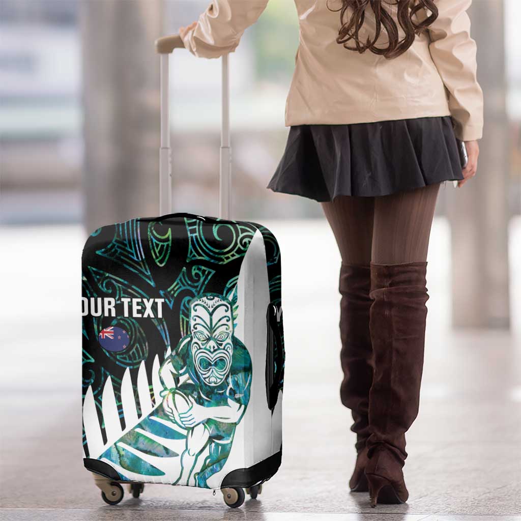 New Zealand Silver Fern Rugby Custom Luggage Cover Go All Black Turquoise Maori Paua Shell - Aussie Hoodie