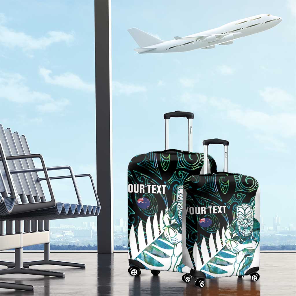 New Zealand Silver Fern Rugby Custom Luggage Cover Go All Black Turquoise Maori Paua Shell - Aussie Hoodie