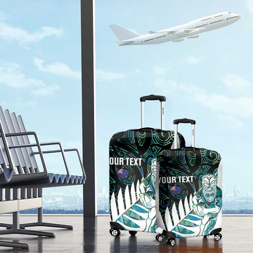 New Zealand Silver Fern Rugby Custom Luggage Cover Go All Black Turquoise Maori Paua Shell - Aussie Hoodie