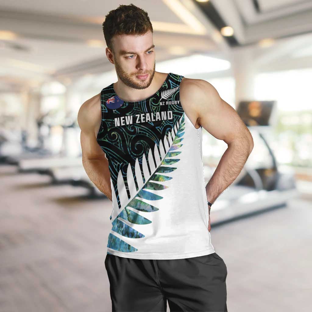 New Zealand Silver Fern Rugby Custom Men Tank Top Go All Black Turquoise Maori Paua Shell - Aussie Hoodie