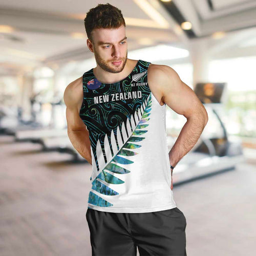 New Zealand Silver Fern Rugby Custom Men Tank Top Go All Black Turquoise Maori Paua Shell - Aussie Hoodie