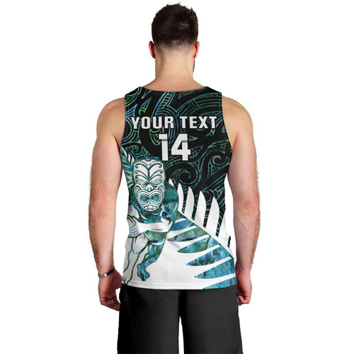 New Zealand Silver Fern Rugby Custom Men Tank Top Go All Black Turquoise Maori Paua Shell - Aussie Hoodie