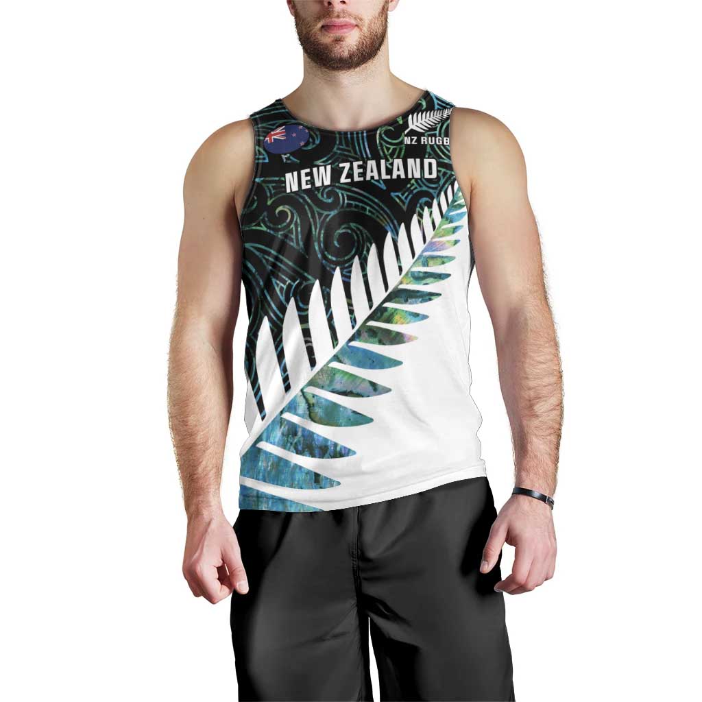 New Zealand Silver Fern Rugby Custom Men Tank Top Go All Black Turquoise Maori Paua Shell - Aussie Hoodie