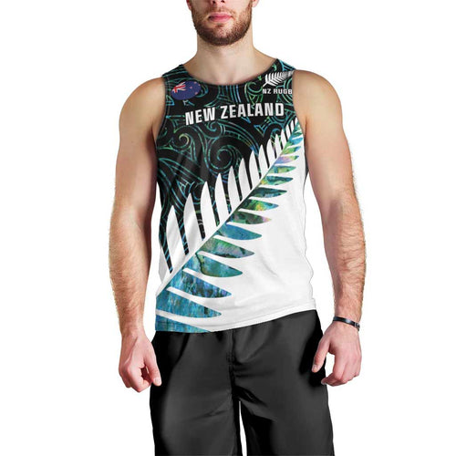 New Zealand Silver Fern Rugby Custom Men Tank Top Go All Black Turquoise Maori Paua Shell - Aussie Hoodie